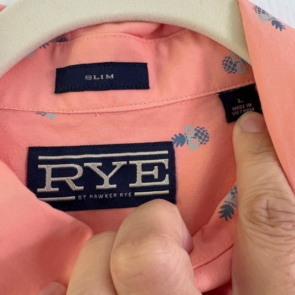 Hawker Rye Shirt Men's Shirt Pineapple Peach Short Sleeve - Large - Picture 3 of 7